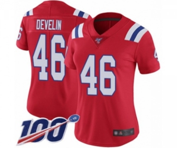 Women's New England Patriots #46 James Develin Red Alternate Vapor Untouchable Limited Player 100th Season Football Jersey