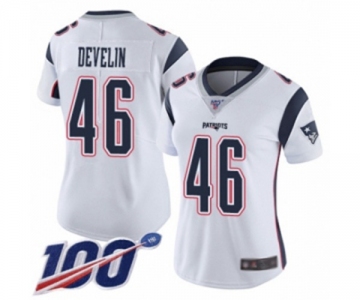 Women's New England Patriots #46 James Develin White Vapor Untouchable Limited Player 100th Season Football Jersey