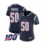 Women's New England Patriots #50 Chase Winovich Navy Blue Team Color Vapor Untouchable Limited Player 100th Season Football Jersey