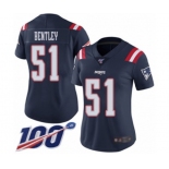 Women's New England Patriots #51 Ja'Whaun Bentley Limited Navy Blue Rush Vapor Untouchable 100th Season Football Jersey