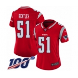 Women's New England Patriots #51 Ja'Whaun Bentley Limited Red Inverted Legend 100th Season Football Jersey