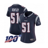 Women's New England Patriots #51 Ja'Whaun Bentley Navy Blue Team Color Vapor Untouchable Limited Player 100th Season Football Jersey