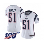 Women's New England Patriots #51 Ja'Whaun Bentley White Vapor Untouchable Limited Player 100th Season Football Jersey