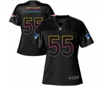 Women's New England Patriots #55 John Simon Game Black Fashion Football Jersey