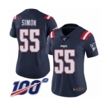 Women's New England Patriots #55 John Simon Limited Navy Blue Rush Vapor Untouchable 100th Season Football Jersey