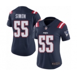 Women's New England Patriots #55 John Simon Limited Navy Blue Rush Vapor Untouchable Football Jersey