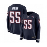 Women's New England Patriots #55 John Simon Limited Navy Blue Therma Long Sleeve Football Jersey