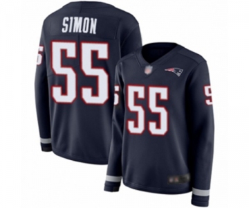 Women's New England Patriots #55 John Simon Limited Navy Blue Therma Long Sleeve Football Jersey