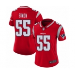 Women's New England Patriots #55 John Simon Limited Red Inverted Legend Football Jersey