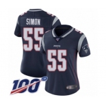 Women's New England Patriots #55 John Simon Navy Blue Team Color Vapor Untouchable Limited Player 100th Season Football Jersey