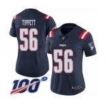 Women's New England Patriots #56 Andre Tippett Limited Navy Blue Rush Vapor Untouchable 100th Season Football Jersey