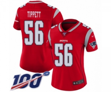 Women's New England Patriots #56 Andre Tippett Limited Red Inverted Legend 100th Season Football Jersey