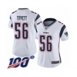 Women's New England Patriots #56 Andre Tippett White Vapor Untouchable Limited Player 100th Season Football Jersey