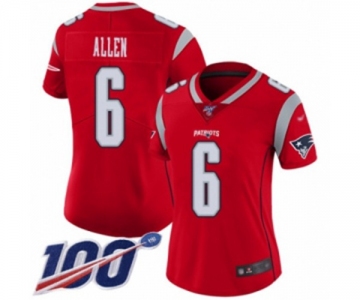 Women's New England Patriots #6 Ryan Allen Limited Red Inverted Legend 100th Season Football Jersey