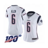 Women's New England Patriots #6 Ryan Allen White Vapor Untouchable Limited Player 100th Season Football Jersey