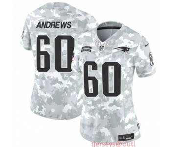 Women's New England Patriots #60 David Andrews 2024 F.U.S.E Arctic Camo Salute To Service Limited Stitched Jersey