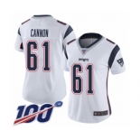 Women's New England Patriots #61 Marcus Cannon White Vapor Untouchable Limited Player 100th Season Football Jersey