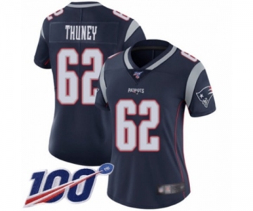 Women's New England Patriots #62 Joe Thuney Navy Blue Team Color Vapor Untouchable Limited Player 100th Season Football Jersey