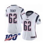 Women's New England Patriots #62 Joe Thuney White Vapor Untouchable Limited Player 100th Season Football Jersey