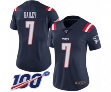 Women's New England Patriots #7 Jake Bailey Limited Navy Blue Rush Vapor Untouchable 100th Season Football Jersey