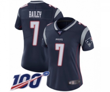 Women's New England Patriots #7 Jake Bailey Navy Blue Team Color Vapor Untouchable Limited Player 100th Season Football Jersey