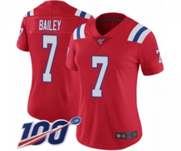 Women's New England Patriots #7 Jake Bailey Red Alternate Vapor Untouchable Limited Player 100th Season Football Jersey