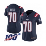 Women's New England Patriots #70 Adam Butler Limited Navy Blue Rush Vapor Untouchable 100th Season Football Jersey