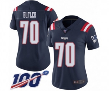 Women's New England Patriots #70 Adam Butler Limited Navy Blue Rush Vapor Untouchable 100th Season Football Jersey