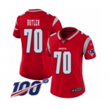 Women's New England Patriots #70 Adam Butler Limited Red Inverted Legend 100th Season Football Jersey