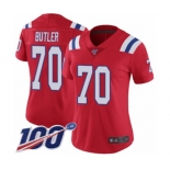 Women's New England Patriots #70 Adam Butler Red Alternate Vapor Untouchable Limited Player 100th Season Football Jersey