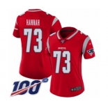 Women's New England Patriots #73 John Hannah Limited Red Inverted Legend 100th Season Football Jersey