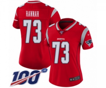 Women's New England Patriots #73 John Hannah Limited Red Inverted Legend 100th Season Football Jersey