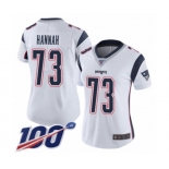 Women's New England Patriots #73 John Hannah White Vapor Untouchable Limited Player 100th Season Football Jersey