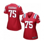 Women's New England Patriots #75 Ted Karras Game Red Alternate Football Jersey