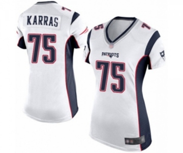 Women's New England Patriots #75 Ted Karras Game White Football Jersey