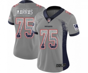 Women's New England Patriots #75 Ted Karras Limited Gray Rush Drift Fashion Football Jersey