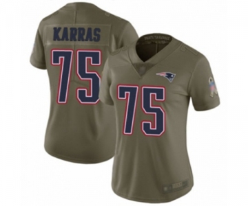 Women's New England Patriots #75 Ted Karras Limited Olive 2017 Salute to Service Football Jersey