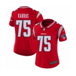 Women's New England Patriots #75 Ted Karras Limited Red Inverted Legend Football Jersey