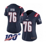 Women's New England Patriots #76 Isaiah Wynn Limited Navy Blue Rush Vapor Untouchable 100th Season Football Jersey