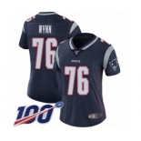 Women's New England Patriots #76 Isaiah Wynn Navy Blue Team Color Vapor Untouchable Limited Player 100th Season Football Jersey