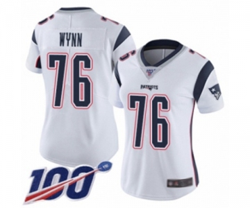 Women's New England Patriots #76 Isaiah Wynn White Vapor Untouchable Limited Player 100th Season Football Jersey