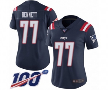 Women's New England Patriots #77 Michael Bennett Limited Navy Blue Rush Vapor Untouchable 100th Season Football Jersey