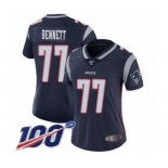 Women's New England Patriots #77 Michael Bennett Navy Blue Team Color Vapor Untouchable Limited Player 100th Season Football Jersey