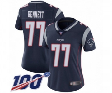 Women's New England Patriots #77 Michael Bennett Navy Blue Team Color Vapor Untouchable Limited Player 100th Season Football Jersey