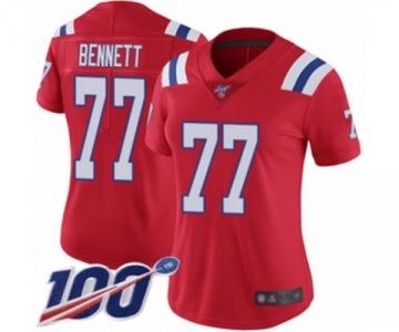 Women's New England Patriots #77 Michael Bennett Red Alternate Vapor Untouchable Limited Player 100th Season Football Jersey