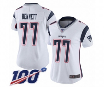 Women's New England Patriots #77 Michael Bennett White Vapor Untouchable Limited Player 100th Season Football Jersey