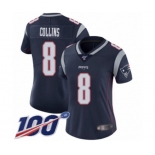 Women's New England Patriots #8 Jamie Collins Navy Blue Team Color Vapor Untouchable Limited Player 100th Season Football Jersey