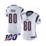 Women's New England Patriots #80 Irving Fryar White Vapor Untouchable Limited Player 100th Season Football Jersey