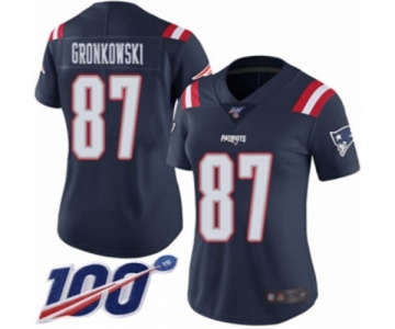 Women's New England Patriots #87 Rob Gronkowski Limited Navy Blue Rush Vapor Untouchable 100th Season Football Jersey