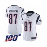 Women's New England Patriots #87 Rob Gronkowski White Vapor Untouchable Limited Player 100th Season Football Jersey